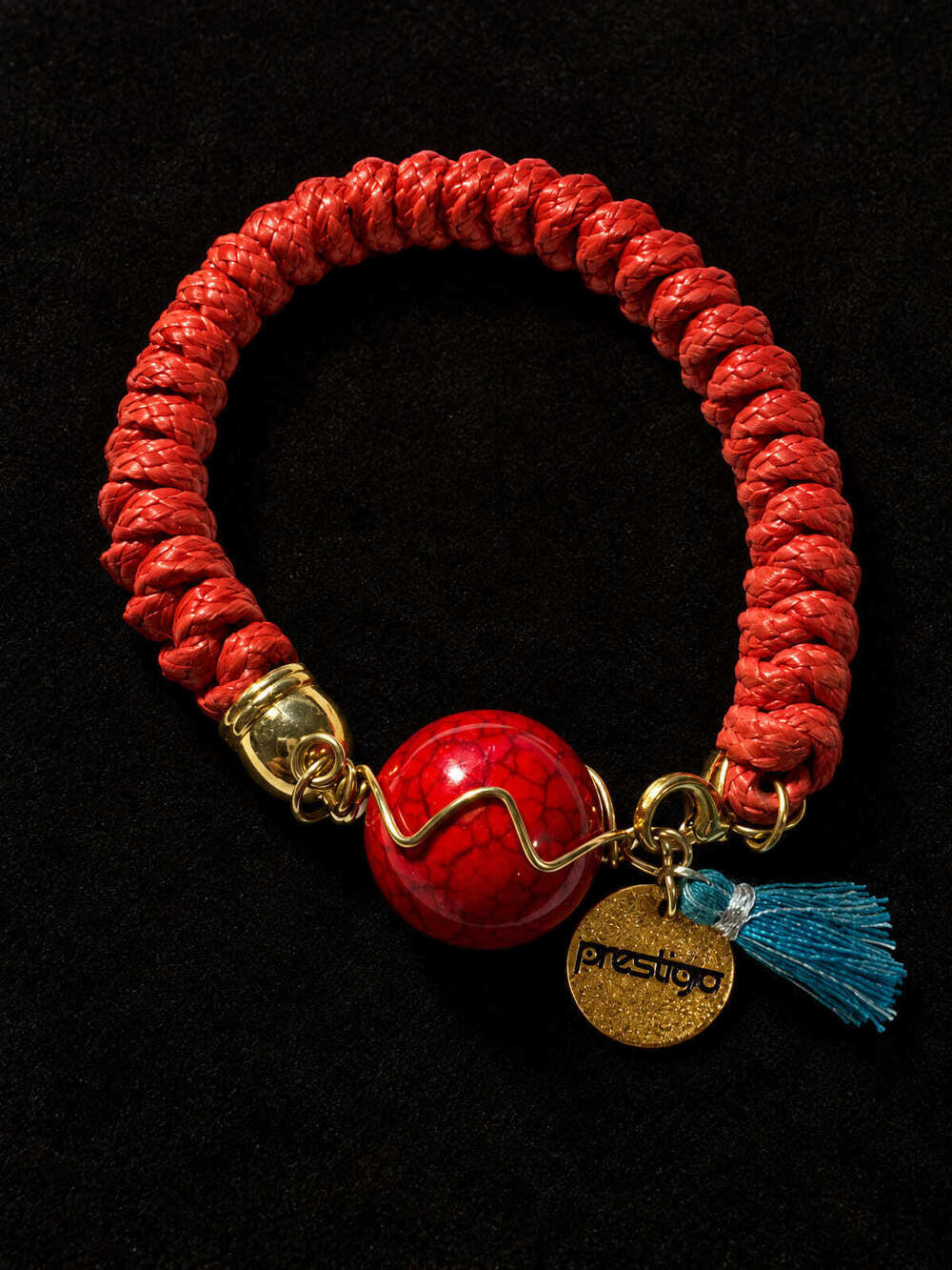 ⚜️ Prestigio Bracelet | Boho Red Braided Cord | Gold-Tone Ball Charm 💗